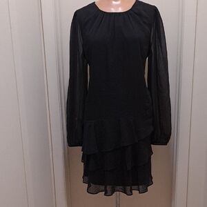 Express Black Long Sleeve Layered Dress